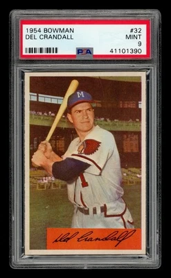 1954 Bowman Set-Break # 32 Del Crandall PSA 9 MINT - Image 1 of 3