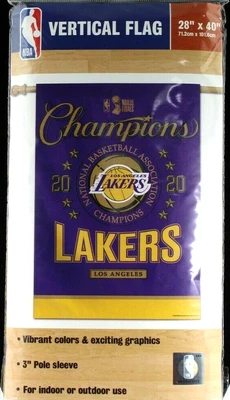 LOS ANGELES LAKERS 2020 NBA CHAMPIONS WINCRAFT BANDERA VERTICAL 28" X 40" EE. UU. NUEVO Foto 1 de 4