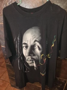 Vintage Bob Marley Herren Hemd Large schwarz Big Print Smoking Rasta Zion Rootswear - Bild 1 von 10