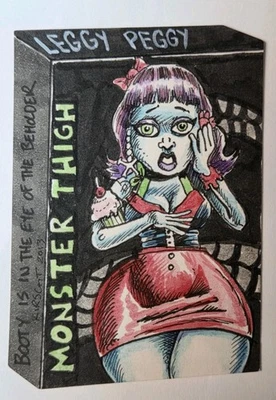 2013 Topps Wack пакеты эскиз карта 1/1 Peggy Leggy на Matthew Kirtsch монстр - Изображение 1 из 2