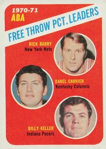 1971 Topps Basketball Card #149 Barry/Carrier/Keller ABA Free Throw Pct Leaders - Picture 1 of 2