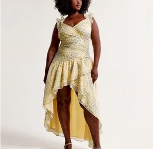Maxi Vestido Para Mujer Abercrombie & Fitch Correa Volantes Gasa Alto Bajo Talla XLT NUEVO SIN ETIQUETAS - Imagen 1 de 12