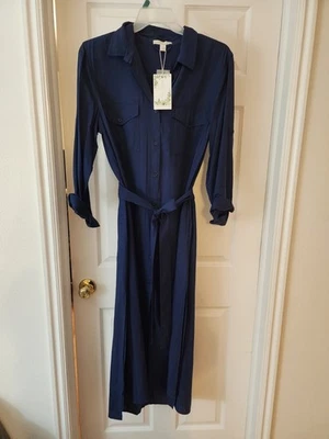Chelsea & Violet Women's Large Blue Button Up Long Sleeve Shirt Dress  NWT - Image 1 of 4