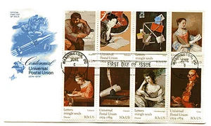 1530-37 UPU block of 8,  ArtCraft (blue), 7 x4 inch FDC - Picture 1 of 1