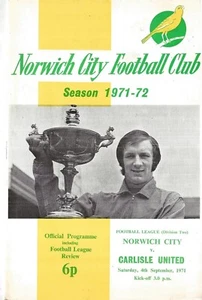 Football Programme NORWICH CITY v CARLISLE UNITED Sept 1971 - Picture 1 of 1