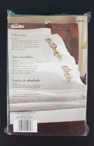 Bucilla Pillow Cases Pair Tulips Flowers Cross Stitch 45079 - Sealed - Bild 1 von 4