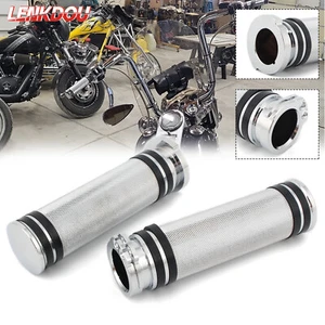 1" 25mm Chrome Handlebar Hand Grips For Harley Touring Sportster XL Softail Dyna - Picture 1 of 8