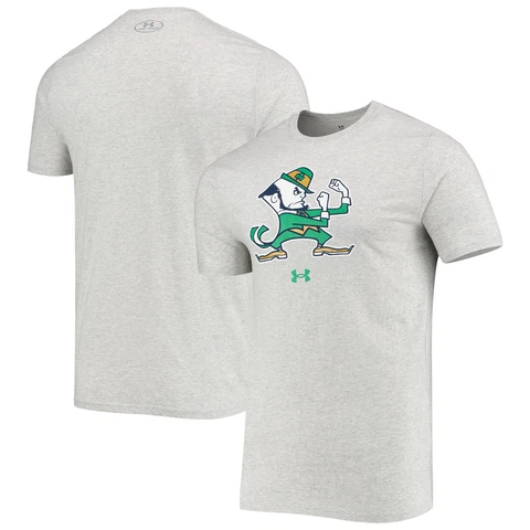 Men's Under Armour Heathered Gray Notre Dame Fighting Irish Mascot Logo Cover