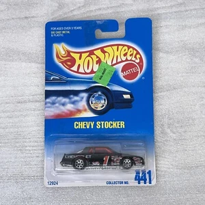 Carta Hot Wheels 1991 Blu/Bianco #441 CHEVY STOCKER Nero Cromato 7 Raggi Ruote - Foto 1 di 4