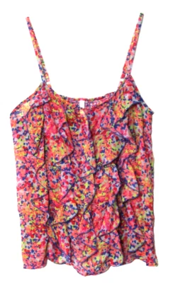 CAMISOLA HILARATION MUJER TALLA XL rosa azul floral sedoso volante correa espagueti Foto 1 de 4