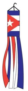 10 x "CUBA" Windsock Super Shiny polyester 5ft wind sock Caribbean UN Latin flag - Picture 1 of 3