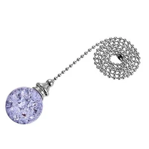 20 Inch Ceiling Fan Pull Chain Extension 30mm Ice Cracked Crystal Ball Purple - Picture 1 of 6