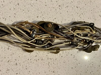Ginnie Johansen Belt Multistrand Bronze Gold Rope Beads Adjustable Boho Art 34” - Image 1 of 4