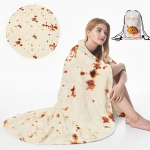 Burrito Tortilla Throw Blanket Funny Realistic Food Blanket for Adults Kids - Picture 1 of 7