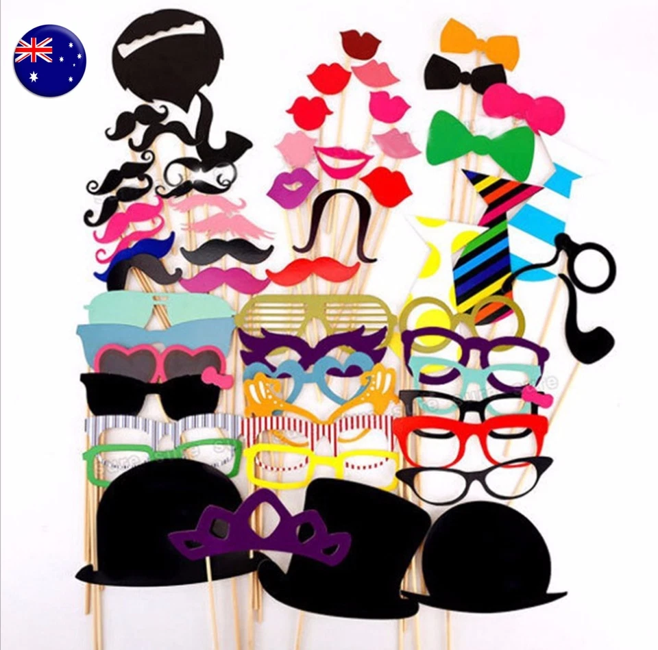 58PC весело новинка день рождения шляпа усы свадьбы вечеринки фото стенд реквизит селфи  - Изображение 1 из 4
