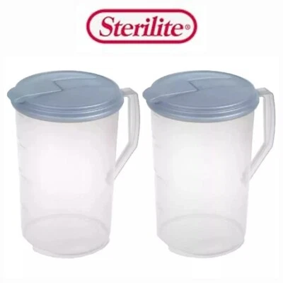 Sterilite 1/2 Gallon Drink Pitcher Leak Proof Lid  (2 Pack) 64oz Pitchers - Image 1 of 4
