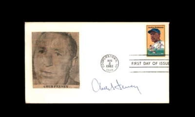 Chub Feeney JSA Signed FDC 1982 First Day Cover Cache Jackie Robinson Autograph - Image 1 of 3