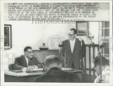 1956 Press Photo Gamal Abdel Nasser shown during NBC's filmed news conference.