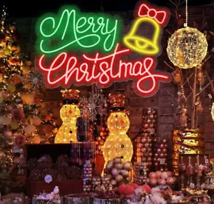 Custom Merry Christmas LED Neon Sign, Birthday, Logo, Drink, Neon Art, Gift - Foto 1 di 9