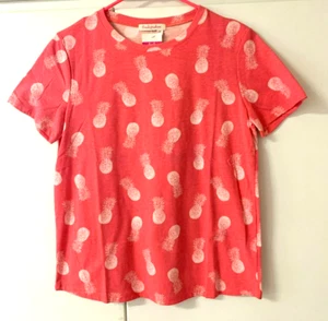 Fresh Produce Cute Cot/Poly Tee M Short Slv Crewneck Orange/pineapples NWT - Bild 1 von 4
