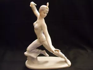 RARE ART DECO PORCELAIN STATUE FIGURE OF EROTIC DENCER, HOLLOHAZA MARK HUNGARIAN - Picture 1 of 11