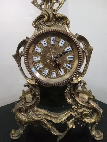 Antique Clock Copper Mechanical Analog Rare Cover