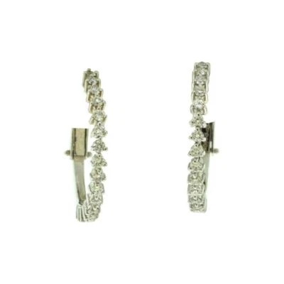 Roberto Coin Perfect Diamond Small Hoop Earrings in 18k White Gold - Image 1 of 4