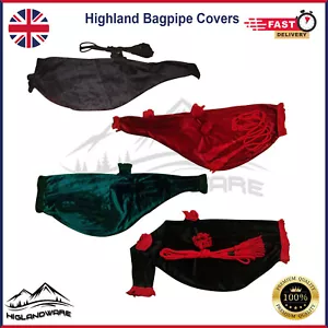 Cubiertas de terciopelo para gaita escocesa Highland tamaño completo varios tartanes con cuerdas NUEVAS - Imagen 1 de 4