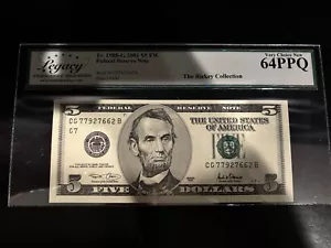 DBR 2001 $5 FRN Chicago Fr. 1988-G Legacy 64 PPQ Serial CG77927662B - Picture 1 of 2