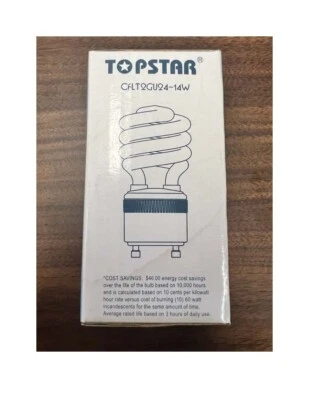 Pack of 2 - Spiral CFL Fluorescent 14 Watt - Twist and Lock - 2700K Warm White - Image 1 of 4