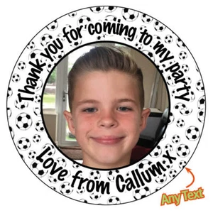 Personalised PHOTO FOOTBALL Premier Party Stickers Gift Bags Thank you 961 - Picture 1 of 3