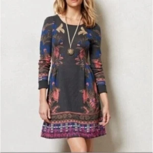 Anthropologie Knitted & Knotted Petal Blush Cotton Silk Blend Sweater Dress - XS - Bild 1 von 12