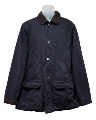 Lands End Mens Chore Jacket Barn Coat Plaid Lined Corduroy Collar XL/T SpotsREAD - Image 1 of 4