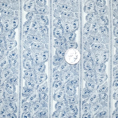 Estampado de crepé vintage PETITE azul FLORAL PAISLEY RAYAS ✯ 2,6 YARDAS ✯ 44"w tela Foto 1 de 4