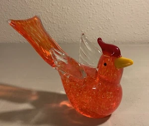 Art Glass Cardinal Bird Paperweight Blown Glass Sun Catcher Figurine Large - Picture 1 of 7