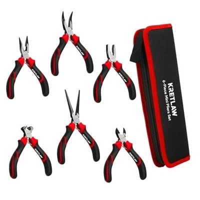 Mini Pliers Set 6Pcs - Needle Nose, Long Nose, Bent Nose, Diagonal, End  - Image 1 of 4