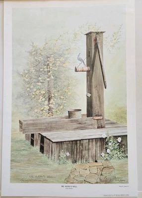 Impresión litográfica Larry Dodson Mr. Avery's Well 1980 sin marco. Foto 1 de 4