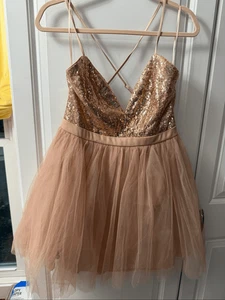 Nuevo con etiquetas Vestido Maniju Lentejuelas Oro Rosa Tul Talla Grande - Imagen 1 de 11