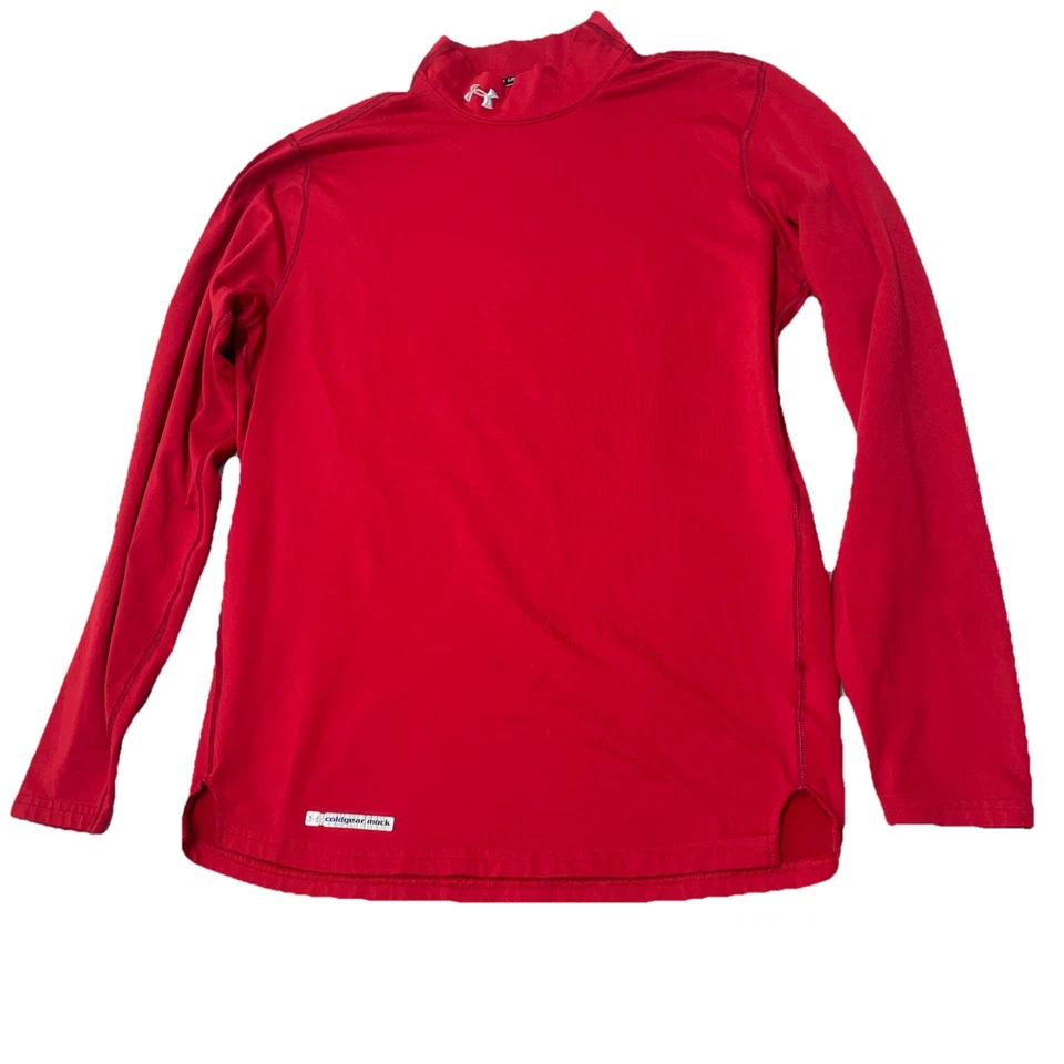 Under Armour Cold Gear Fitted Shirt Men M Red Mock Neck Compression Base Layer - Image 1 of 4