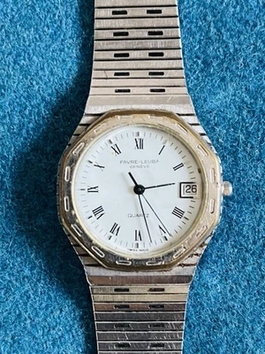 Vintage Rarität FAVRE-LEUBA Armbanduhr Swiss Quartz Edelstahl 80erJ. Silberfarb. - Bild 1 von 4