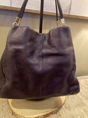 Coach Phoebe Purple Pebbled Leather Triple Compartment Shoulder Bag 24621 - Image 1 of 4