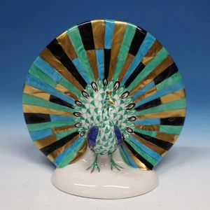 Herend Hungría - Estatuilla de red verde - Pavo real - 5 pulgadas de ancho 41/2 pulgadas de alto - Imagen 1 de 4
