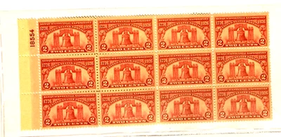 US Scott #627 Plate # Block of 12 MH OG (10 MNH OG and 2 MH OG) 1926 Sesquicente - Image 1 of 2