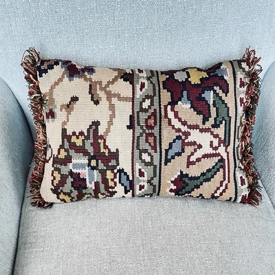 Almohada de Colección Aguja 11x16 Floral Crewel Kilim Tapiz Turco Foto 1 de 4