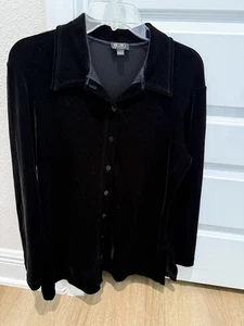 Vintage BCBG Maxazria Bluse/Top Gr. Large schwarz Samt Langarm - Bild 1 von 3