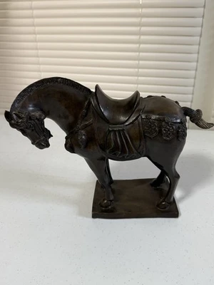 Bronze Tang Dynasty Style War Horse Sculpture Statue Chinese Verdigris Patina #8 - Image 1 of 4