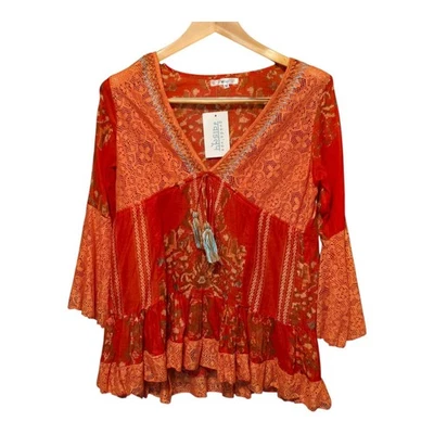 Top boho bordado diseño Guadalupe para mujer mediano multicolor borlas encaje nuevo con etiquetas Foto 1 de 4