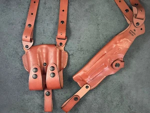 Armadillo Tan Leather Verticall Shoulder Holster for Glock 19 Models P1V - Picture 1 of 5