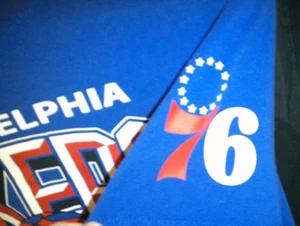 NBA Philadelphia SIXERS Basketball T Shirt 76ers Blue Size SMALL - Picture 1 of 2