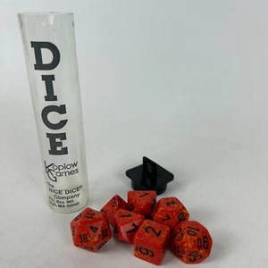 Koplow Game Mini Polyhedral 7 Piece Dice Set Red / Orange Board Games - Picture 1 of 3